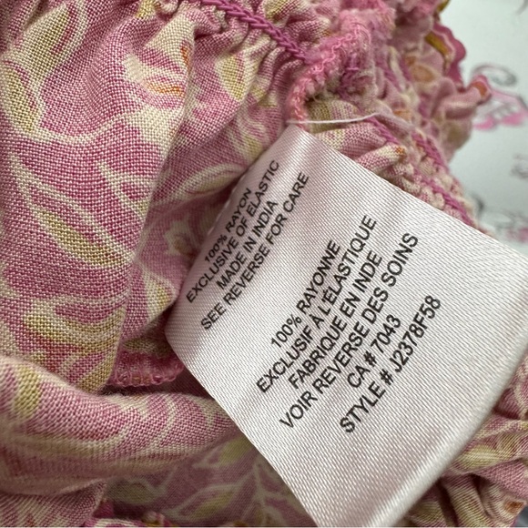 Patrons of peace tank top crop pink floral cinch cute ruffle trim boho luxe - Picture 8 of 9